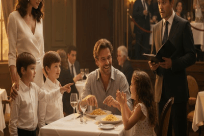 Uma milionária leva seus filhos gêmeos para jantar… e ao ver um pai solteiro, faz o inacreditável.