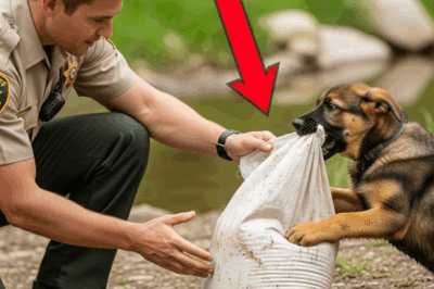 Cachorro de pastor alemán llora y no suelta la bolsa – gritan al ver lo que hay dentro.