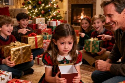 ha-MI HIJA DE 7 AÑOS ABRIÓ SU REGALO DE NAVIDAD Y ENCONTRÓ UNA CAJA VACÍA… MI PADRE SE RIÓ Y DIJO QUE “LA GENTE POBRE NO MERECE NADA”, PERO CUANDO ELLA LE ENTREGÓ UN SOBRE VIEJO QUE ENCONTRÓ EN EL ÁTICO DE LA ABUELA, EL COLOR DESAPARECIÓ DE SU CARA Y EL SECRETO MÁS OSCURO DE LA FAMILIA SALIÓ A LA LUZ