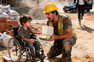 (nk)ALBAÑIL COMPARTE SU ALMUERZO CON UN NIÑO DISCAPACITADO QUE LLORABA DE HAMBRE EN LA OBRA, SIN IMAGINAR QUE ESE GESTO REVELARÍA UN SECRETO MILLONARIO QUE CAMBIARÍA SU DESTINO PARA SIEMPRE